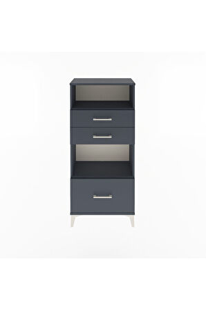 Arges Dolap 2 Raflı 3 Çekmeceli 60x30x134 Antrasit-Antrasit