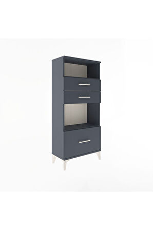 Arges Dolap 2 Raflı 3 Çekmeceli 60x30x134 Antrasit-Antrasit