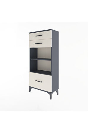 Arges Dolap 2 Raflı 3 Çekmeceli 60x30x134 Antrasit-Aytaşı