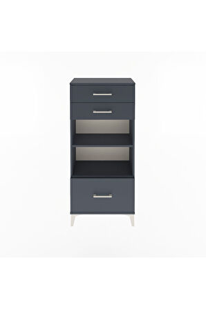 Arges Dolap 2 Raflı 3 Çekmeceli 60x30x134 Antrasit-Antrasit