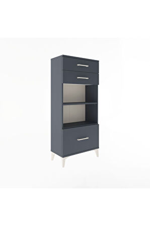 Arges Dolap 2 Raflı 3 Çekmeceli 60x30x134 Antrasit-Antrasit