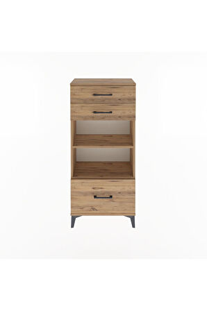 Arges Dolap 2 Raflı 3 Çekmeceli 60x30x134 Çam-Çam