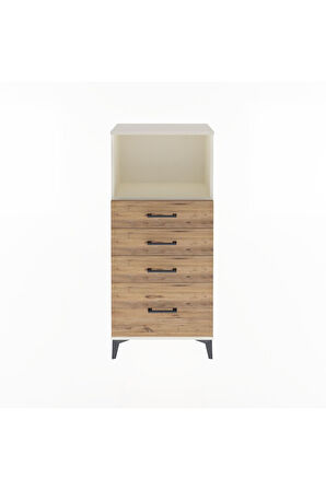 Arges Dolap Tek Raflı 4 Çekmeceli 60x30x134 Aytaşı-Çam
