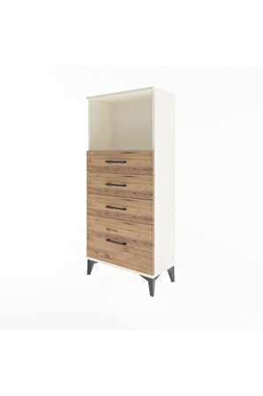 Arges Dolap Tek Raflı 4 Çekmeceli 60x30x134 Aytaşı-Çam
