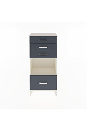 Arges Dolap Tek Raflı 4 Çekmeceli 60x30x134 Aytaşı-Antrasit