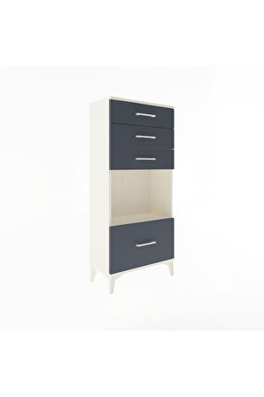 Arges Dolap Tek Raflı 4 Çekmeceli 60x30x134 Aytaşı-Antrasit