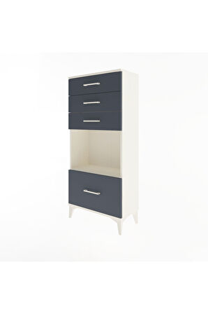 Arges Dolap Tek Raflı 4 Çekmeceli 60x30x134 Aytaşı-Antrasit