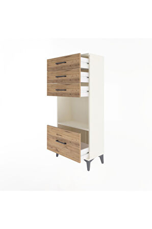 Arges Dolap Tek Raflı 4 Çekmeceli 60x30x134 Aytaşı-Çam