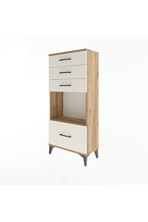 Arges Dolap Tek Raflı 4 Çekmeceli 60x30x134 Çam-Aytaşı