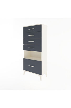 Arges Dolap Tek Raflı 5 Çekmeceli 60x30x134 Aytaşı-Antrasit