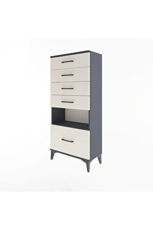 Arges Dolap Tek Raflı 5 Çekmeceli 60x30x134 Antrasit-Aytaşı
