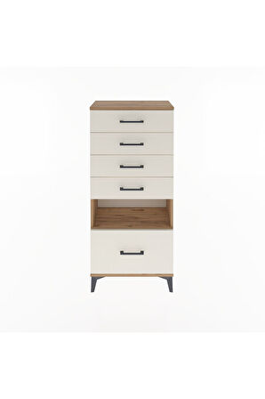 Arges Dolap Tek Raflı 5 Çekmeceli 60x30x134 Çam-Aytaşı