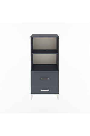 Arges Dolap 2 Raflı 2 Çekmeceli 60x30x134 Antrasit-Antrasit