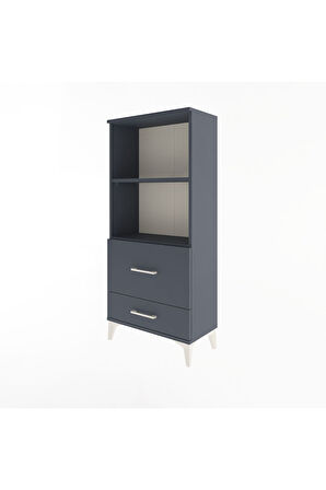 Arges Dolap 2 Raflı 2 Çekmeceli 60x30x134 Antrasit-Antrasit