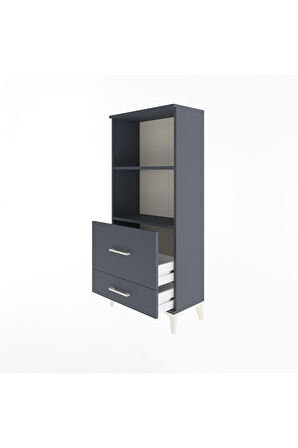 Arges Dolap 2 Raflı 2 Çekmeceli 60x30x134 Antrasit-Antrasit