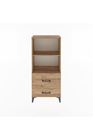 Arges Dolap 2 Raflı 2 Çekmeceli 60x30x134 Çam-Çam