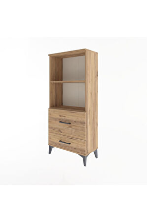 Arges Dolap 2 Raflı 2 Çekmeceli 60x30x134 Çam-Çam