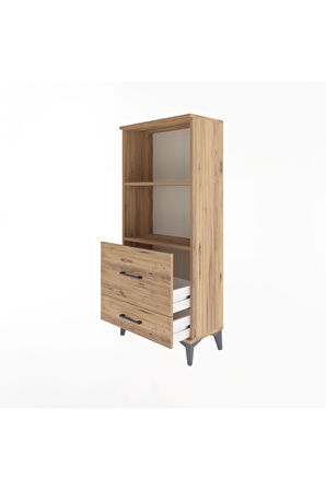 Arges Dolap 2 Raflı 2 Çekmeceli 60x30x134 Çam-Çam