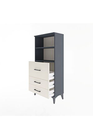 Arges Dolap 2 Raflı 3 Çekmeceli 60x30x134 Antrasit-Aytaşı