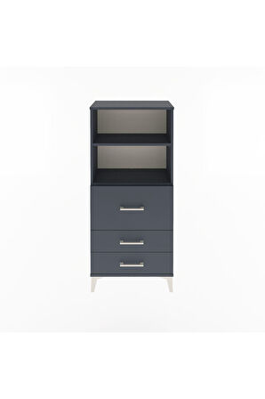 Arges Dolap 2 Raflı 3 Çekmeceli 60x30x134 Antrasit-Antrasit