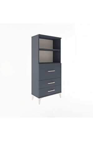 Arges Dolap 2 Raflı 3 Çekmeceli 60x30x134 Antrasit-Antrasit