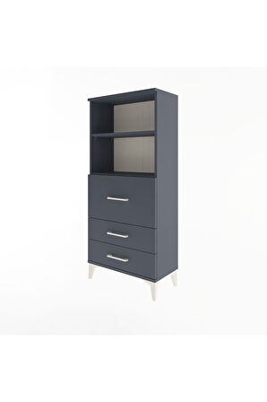 Arges Dolap 2 Raflı 3 Çekmeceli 60x30x134 Antrasit-Antrasit