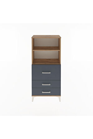 Arges Dolap 2 Raflı 3 Çekmeceli 60x30x134 Çam-Antrasit