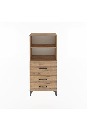 Arges Dolap 2 Raflı 3 Çekmeceli 60x30x134 Çam-Çam