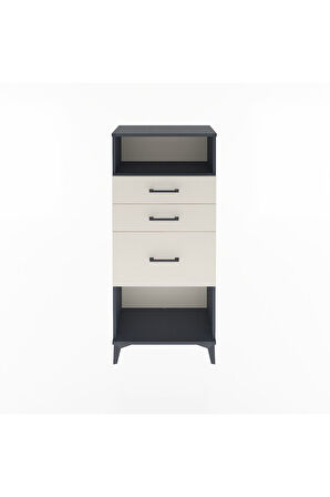 Arges Dolap Tek Raflı 3 Çekmeceli 60x30x134 Antrasit-Aytaşı