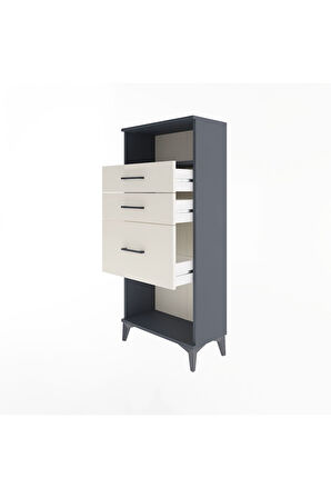 Arges Dolap Tek Raflı 3 Çekmeceli 60x30x134 Antrasit-Aytaşı