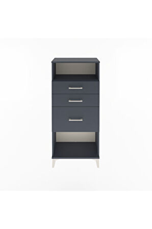 Arges Dolap Tek Raflı 3 Çekmeceli 60x30x134 Antrasit-Antrasit