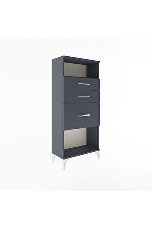 Arges Dolap Tek Raflı 3 Çekmeceli 60x30x134 Antrasit-Antrasit