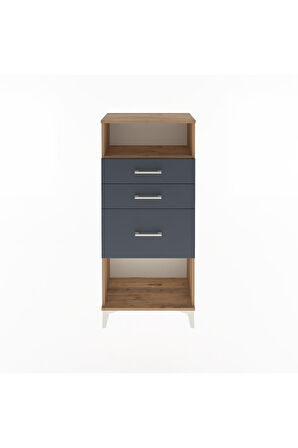 Arges Dolap Tek Raflı 3 Çekmeceli 60x30x134 Çam-Antrasit