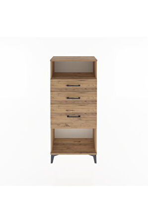 Arges Dolap Tek Raflı 3 Çekmeceli 60x30x134 Çam-Çam