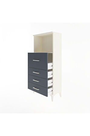 Arges Dolap Tek Raflı 4 Çekmeceli 60x30x134 Aytaşı-Antrasit