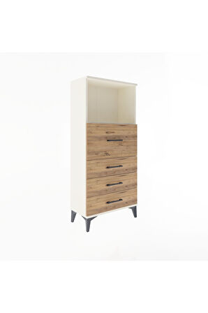 Arges Dolap Tek Raflı 4 Çekmeceli 60x30x134 Aytaşı-Çam