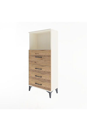 Arges Dolap Tek Raflı 4 Çekmeceli 60x30x134 Aytaşı-Çam