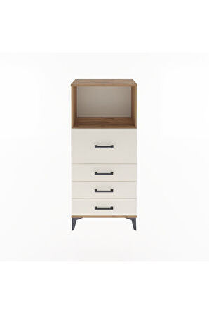 Arges Dolap Tek Raflı 4 Çekmeceli 60x30x134 Çam-Aytaşı