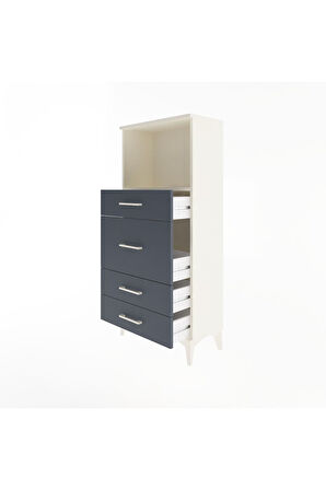 Arges Dolap Tek Raflı 4 Çekmeceli 60x30x134 Aytaşı-Antrasit