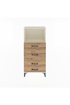 Arges Dolap Tek Raflı 4 Çekmeceli 60x30x134 Aytaşı-Çam