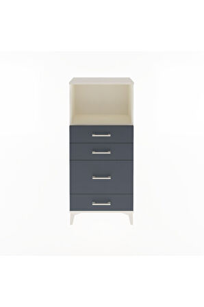 Arges Dolap Tek Raflı 4 Çekmeceli 60x30x134 Aytaşı-Antrasit