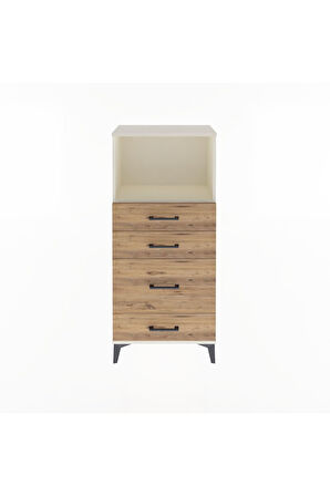 Arges Dolap Tek Raflı 4 Çekmeceli 60x30x134 Aytaşı-Çam