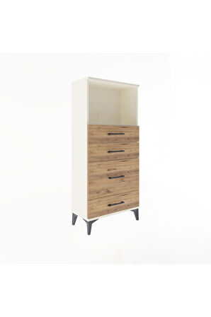 Arges Dolap Tek Raflı 4 Çekmeceli 60x30x134 Aytaşı-Çam