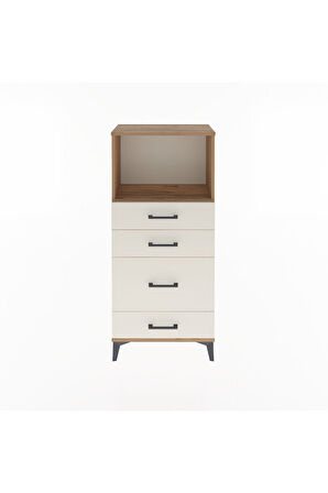 Arges Dolap Tek Raflı 4 Çekmeceli 60x30x134 Çam-Aytaşı