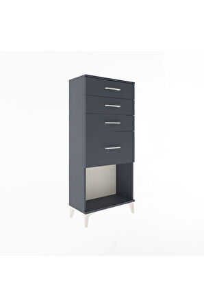 Arges Dolap 4 Çekmeceli 60x30x134 Antrasit-Antrasit