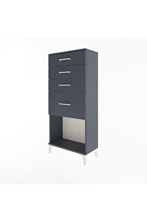 Arges Dolap 4 Çekmeceli 60x30x134 Antrasit-Antrasit