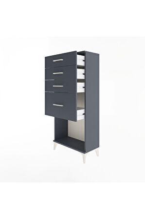 Arges Dolap 4 Çekmeceli 60x30x134 Antrasit-Antrasit