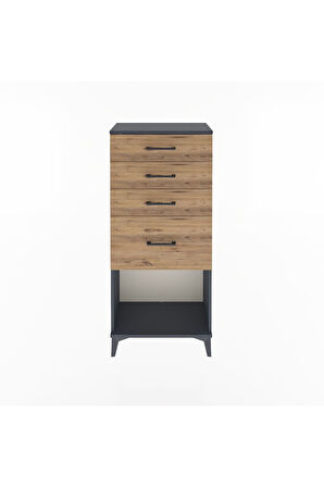 Arges Dolap 4 Çekmeceli 60x30x134 Antrasit-Çam