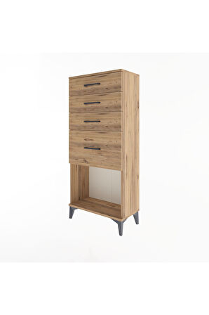 Arges Dolap 4 Çekmeceli 60x30x134 Çam-Çam