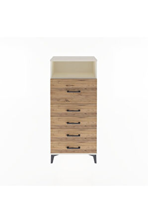 Arges Dolap Tek Raflı 5 Çekmeceli 60x30x134 Aytaşı-Çam